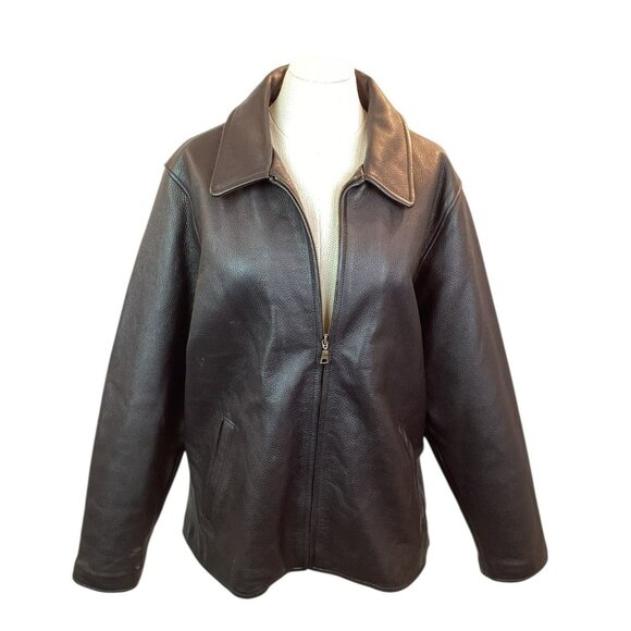Eddie Bauer Stine Legend Moto Jacket Womens XL Genuine Pebbled Leather Jacket Bl - Picture 6 of 11